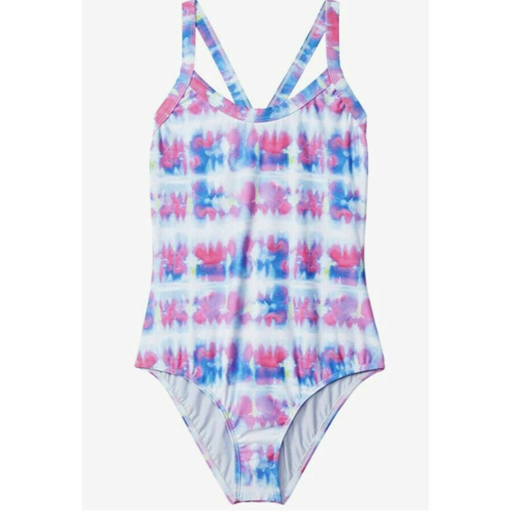 NWT Splendid Party Palm One Piece Swimsuit Girls 12 Pink Blue White